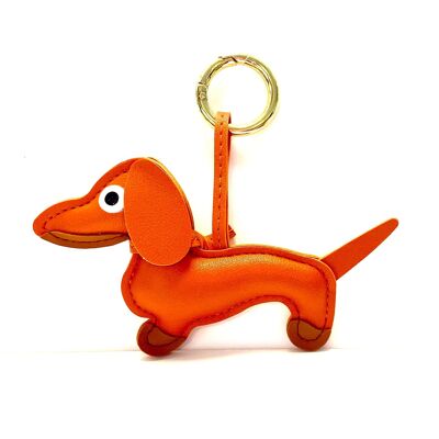 Porte-clés chien orange/or