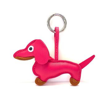 Porte-clés chien rose