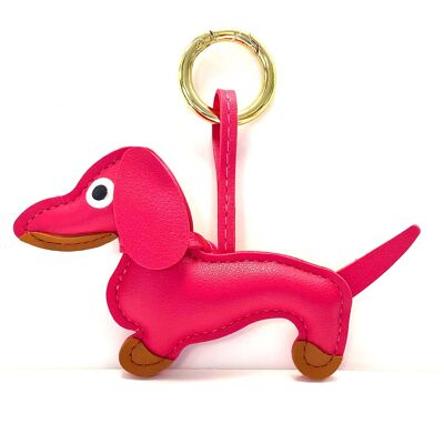 Keychain dog pink / gold
