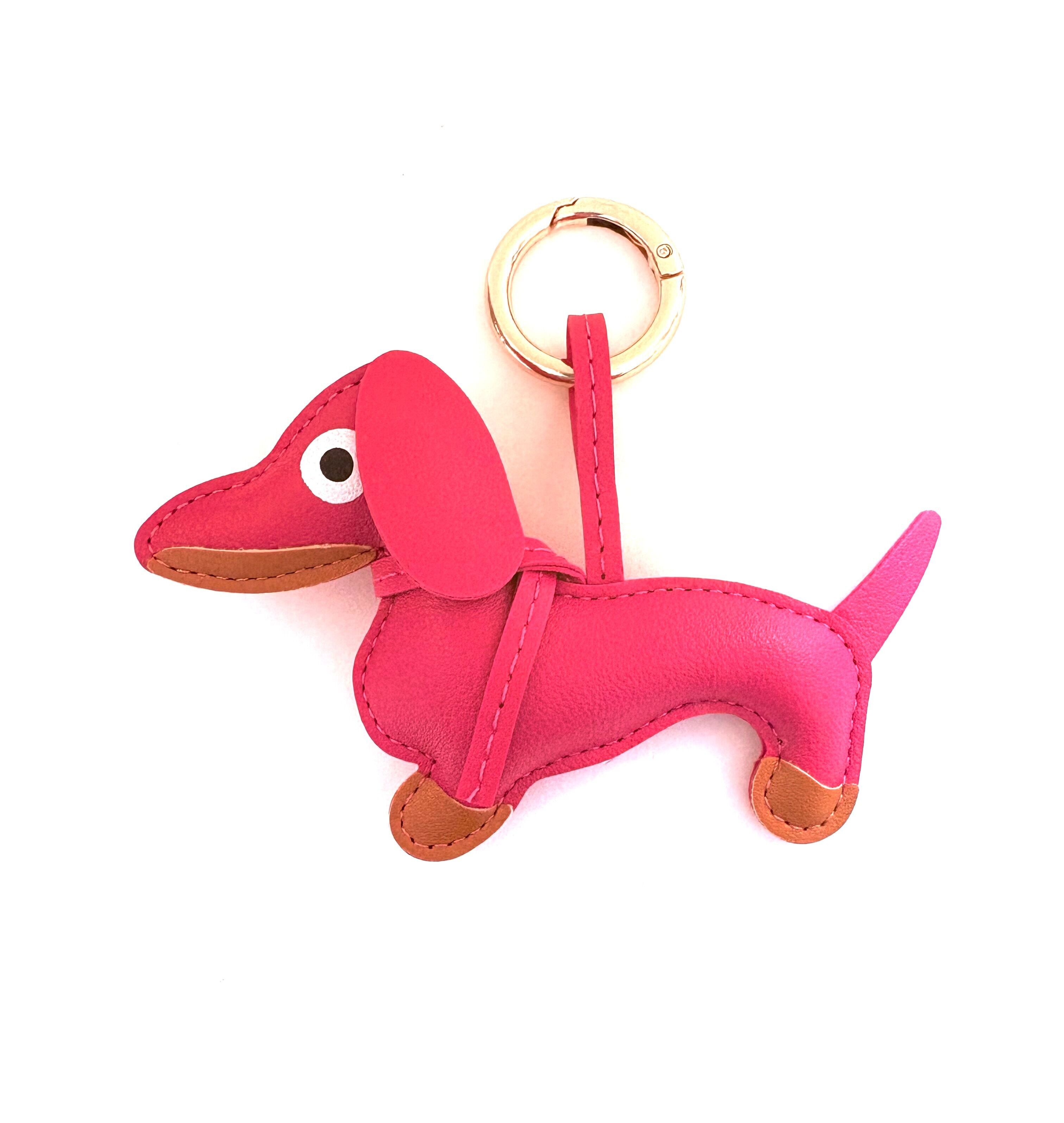 Keychain dog Dachshund pink / gold