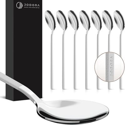 JODORA design coffee spoons 13.5 cm - 6 dessert spoons matt silver - high-quality teaspoons dishwasher-safe - sturdy small spoons made of stainless steel