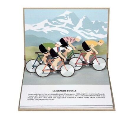Livre tout public - À bicyclette / livre pop up retraçant l'épopée du vélo