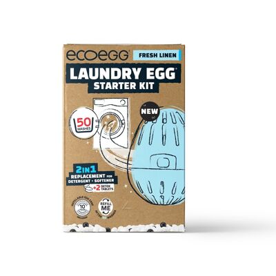 Starter Kit Ecoegg - Detergente para Ropa Ecológico 50 Fresh Linen Breeze + Pastillas Detox