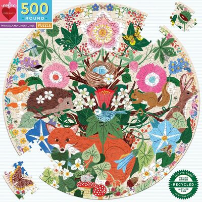 eeBoo - Round Puzzle 500 pcs - Woodland Creatures