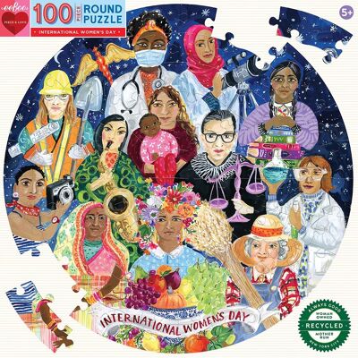 eeBoo - Round Puzzle 100 pcs - International Women's Day