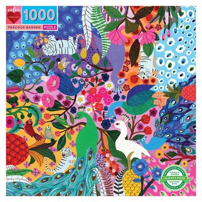 eeBoo - Puzzle 1000 pcs - Peacock Garden
