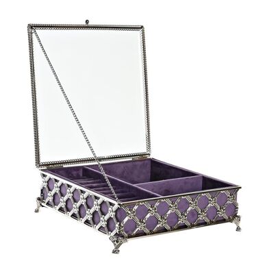 JEWELRY BOX METAL GLASS 22X22X7 LILAC JO200022