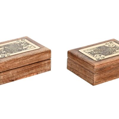 TABLE DE JEU MANCHE LAITON 11X8,5X4 CARTES 2 ASSORTIMENTS. JM205658