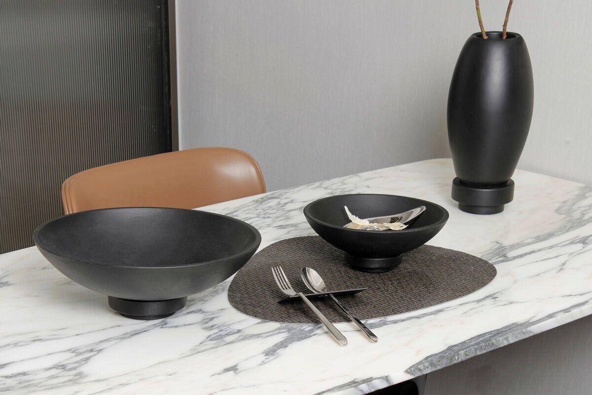 Ciotola Grande Design Moderno, in microcemento, nero, RUD12BK