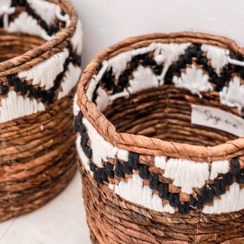 Juego 2 cestas con tapa y asa fibras naturales -Cestos
