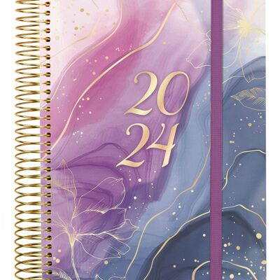 Finocam - Agenda Espiral Design Collection 2024 1 Jour Page Janvier 2024 - Décembre 2024 (12 mois) Goldy International