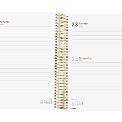 Finocam - Agenda Espiral Design Collection 2024 1 Jour Page Janvier 2024 - Décembre 2024 (12 mois) Goldy Italien