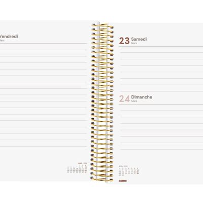 Finocam - Agenda Espiral Design Collection 2024 1 Jour Page Janvier 2024 - Décembre 2024 (12 mois) Goldy Français