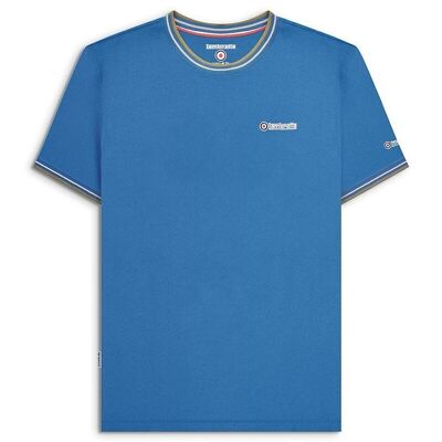 T-shirt en piqué à double liseré bleu foncé AW23