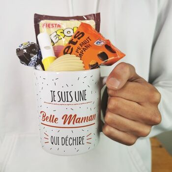 Mug bonbon années 70 "Je suis une belle maman qui déchire" de la collection "Qui déchire"  - cadeau belle mère 5