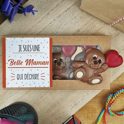 Milk chocolate bears x3 "I am a beautiful mother who rocks" - mother-in-law gift