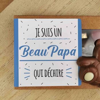 Oursons au chocolat au lait x3 "Je suis un Beau Papa qui déchire"  - cadeau beau père 5