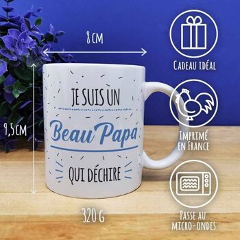 Mug "Je suis un Beau Papa qui déchire" de la collection "Qui déchire  - cadeau beau père 4