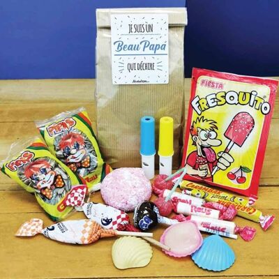 Sachet bonbon années 70  "Je suis un Beau Papa qui déchire" - cadeau beau père