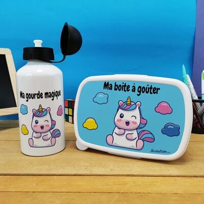 Snack box & children's water bottle - Unicorn