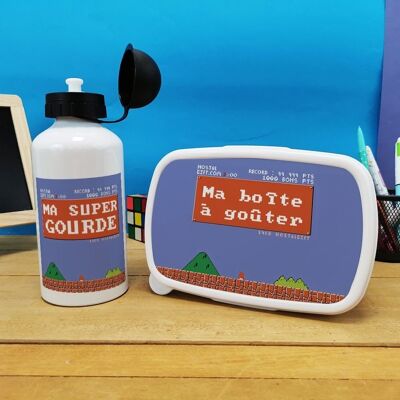 Retrogaming snack box & children's water bottle