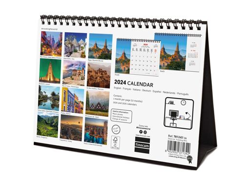 Finocam - Calendrier Images Bureau 2024 Janvier 2024 - Décembre 2024 (12 mois) Traveling International