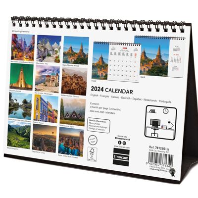 Finocam - Calendrier Images Bureau 2024 Janvier 2024 - Décembre 2024 (12 mois) Traveling International