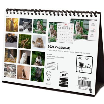 Finocam - Calendrier Images Bureau 2024 Janvier 2024 - Décembre 2024 (12 mois) Cats International