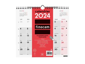Finocam – Calendrier Neutre Mural pour Noter 2024 Janvier 2024 - Décembre 2024 (12 mois) Français 6