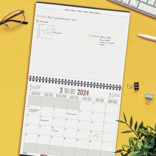 Buy wholesale Finocam - Planner Agenda + Notes Monthly 2024 Monthly + notes  January 2024 - December 2024 (12 months) Gray International
