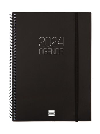 Finocam - Agenda Espiral Opaque 2024 Semainier Horizontal Janvier 2024 - Décembre 2024 (12 mois) Noir International 8