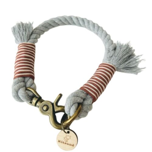 Collier chien en corde torsadée - gris clair - CITY FALL