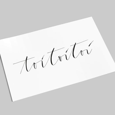 lettering card | toitoitoi | Good Luck Postcard | black-and-white