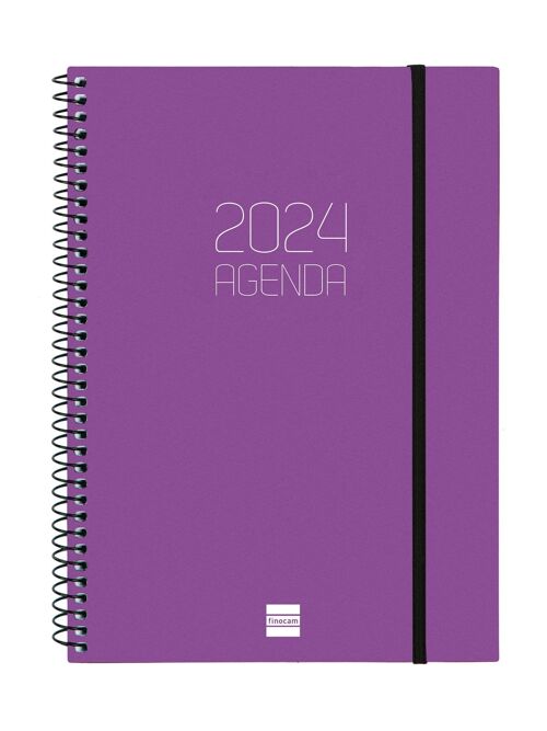 Finocam - Agenda Espiral Opaque 2024 1 Jour Page Janvier 2024 - Décembre 2024 (12 mois) Violet International