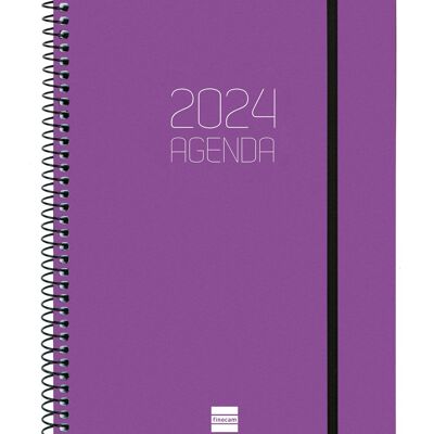 Finocam - Agenda Espiral Opaque 2024 1 Jour Page Janvier 2024 - Décembre 2024 (12 mois) Violet International