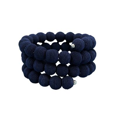 Geflochtenes Kugelarmband aus Federdraht in dunklem Marineblau