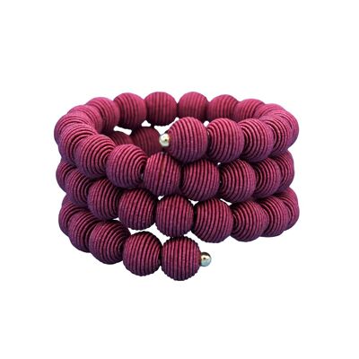 Pulsera de bolas tejidas Springwire rojo rosa