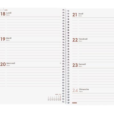 Finocam - Agenda Espiral Design Collection 2024 Semainier Horizontal Janvier 2024 - Décembre 2024 (12 mois) Impossible Français