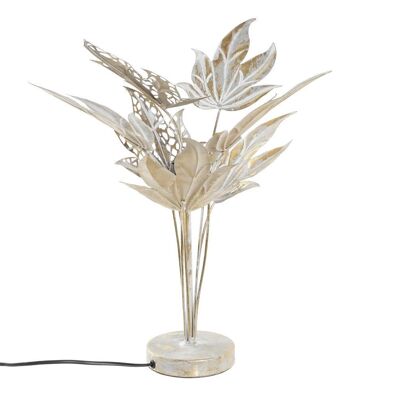 Lampe de table en métal, 42x42x47 cm, feuilles grises décapées LA195542