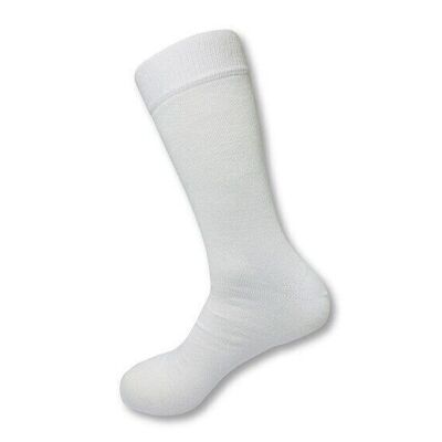 Chaussettes unies en bambou unisexe - blanc