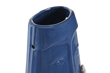 VASE GRÈS 12X9,5X22 VISAGE BLEU MARINE JR204121 3