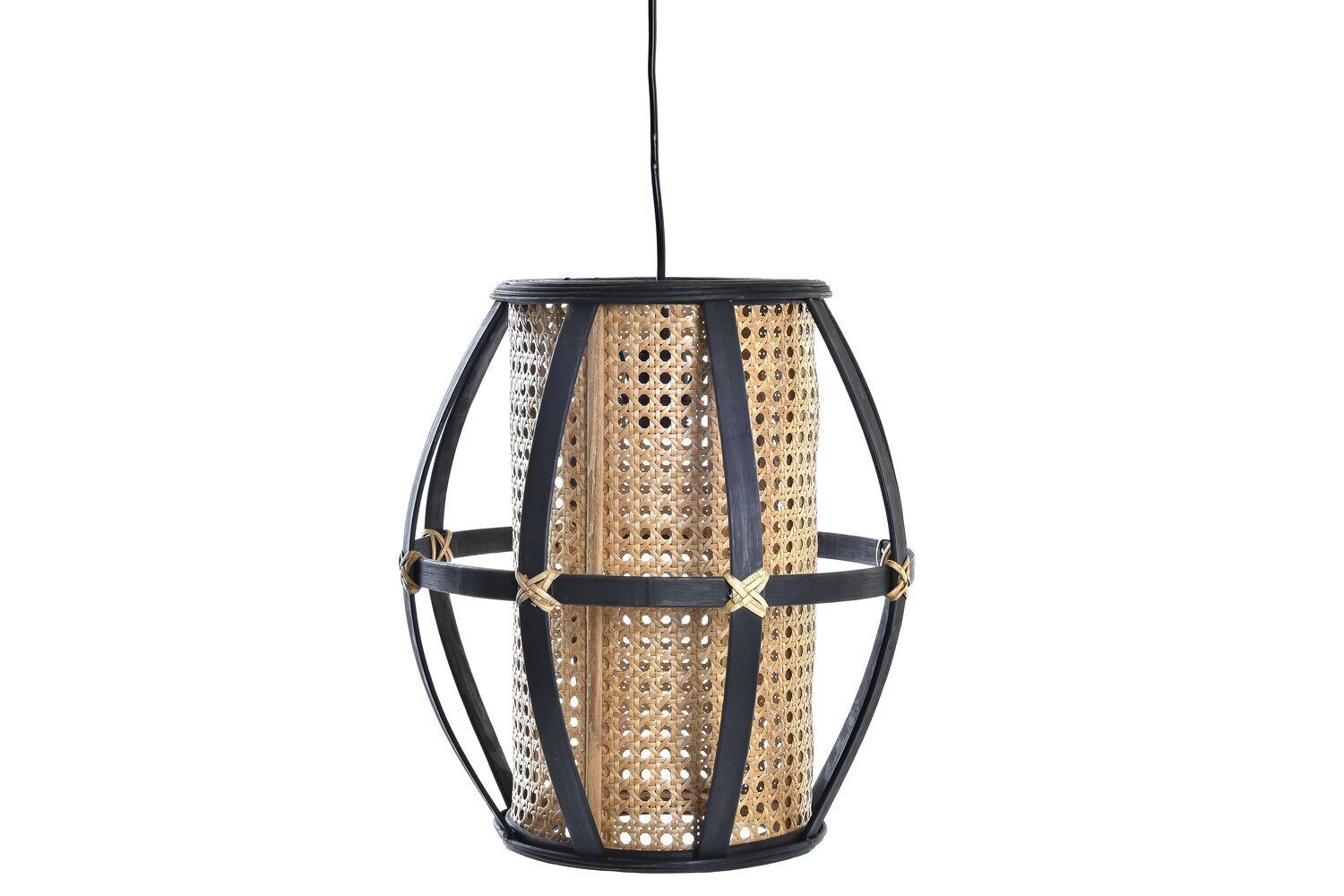 Lampada da soffitto in rattan di bambù 34x34x35 nero naturale LA197151