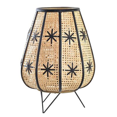 Tischlampe aus Rattan, Metall, 37 x 37 x 47 cm, Blume, LA197154