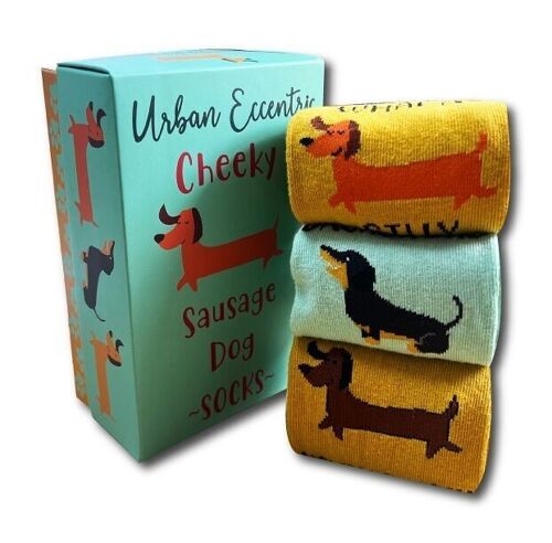 Unisex Cheeky Sausage Dog Socks Gift Set