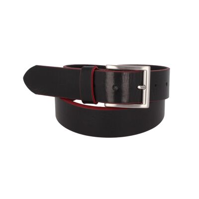 Belt Man Leather Silenzio Glossy Black Red