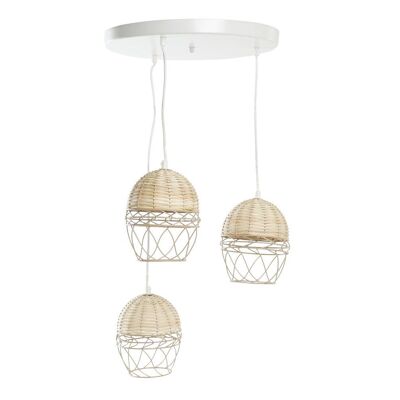 Lampada da soffitto in metallo rattan 38X38X75 Marrone chiaro LA196515