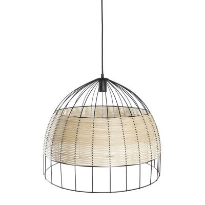 CEILING LAMP METAL RATTAN 50X50X42 BLACK LA196522