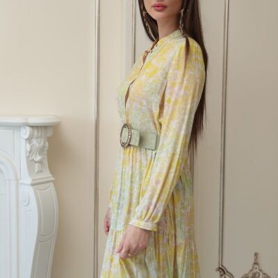 Robe chemise à imprimé coupe ample à fronces