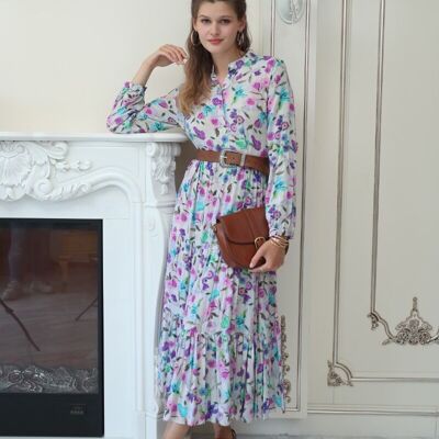 Gathered Loose Fit Printed Shirt Dress