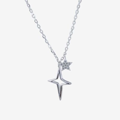 Collar de estrella de plata cósmica